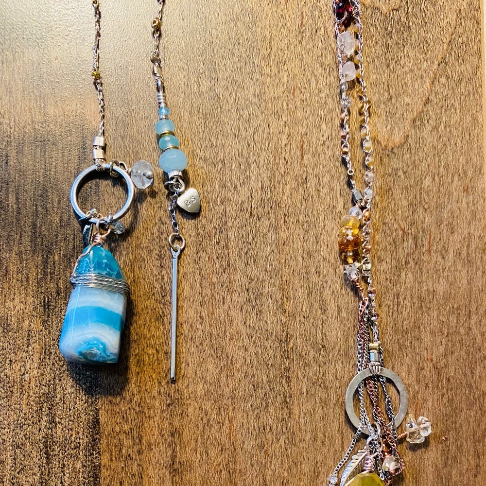 Blue and Yellow Bolo Necklaces